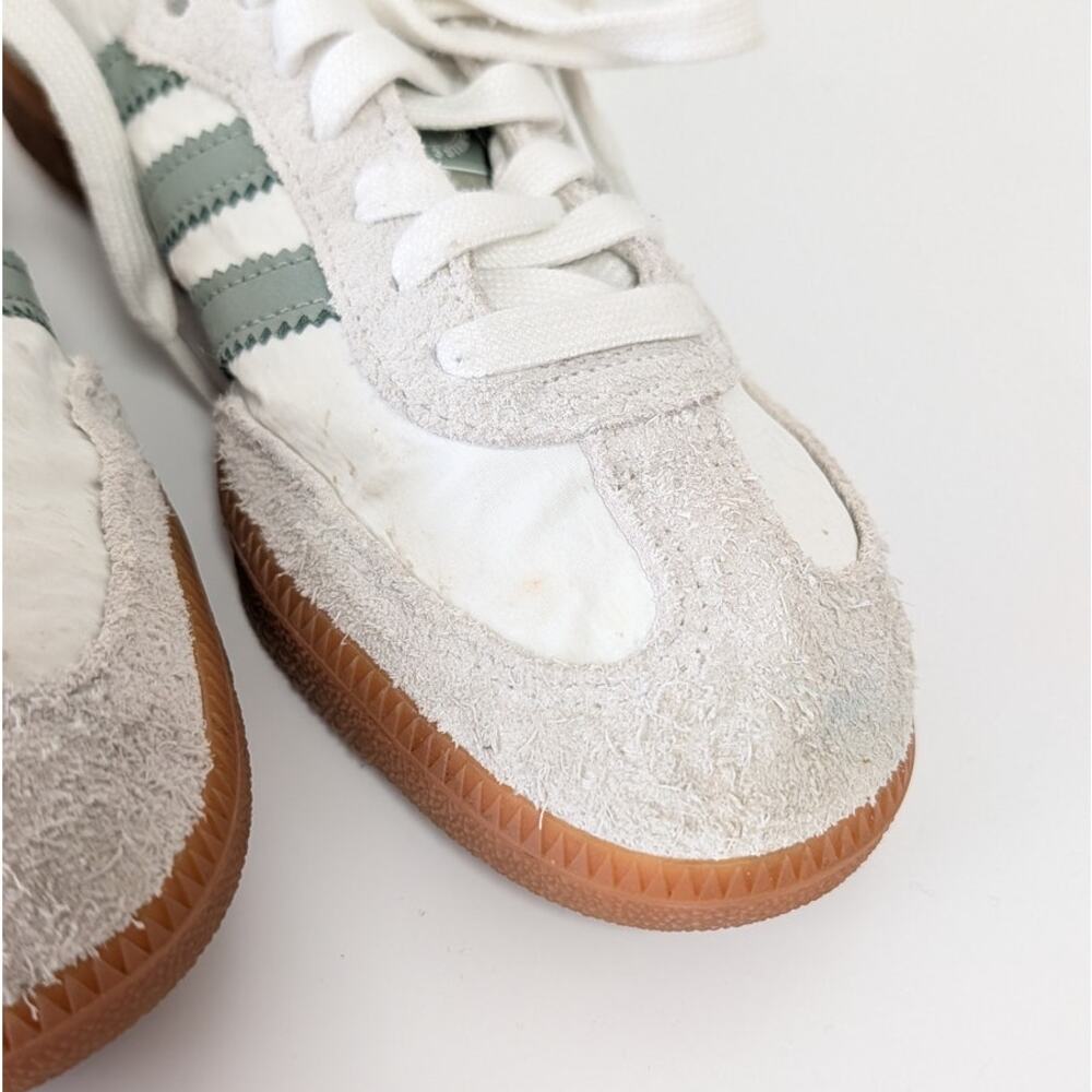 adidas Samba Women's White / Light Green Sneakers with Gum Sole - Picture 2 of 7
